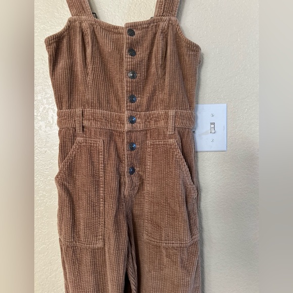 AERIE Tan Corduroy Kick Flare Bottom Bib Overalls Jumpsuit size XS - Picture 6 of 11